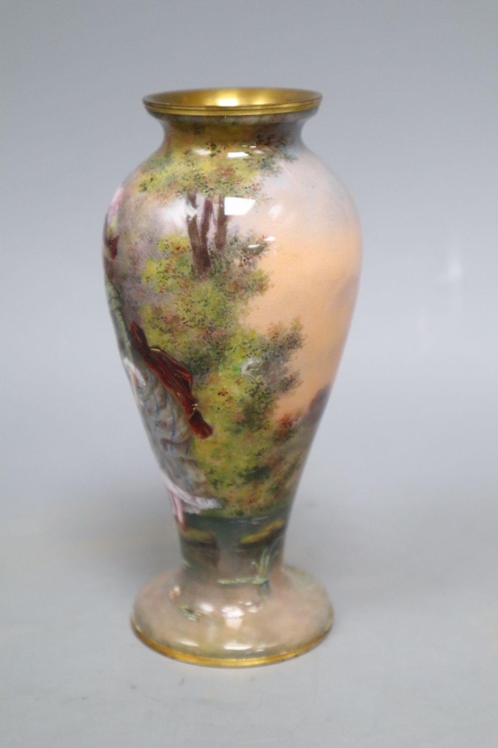 A Limoges enamel vase, signed, height 15cm